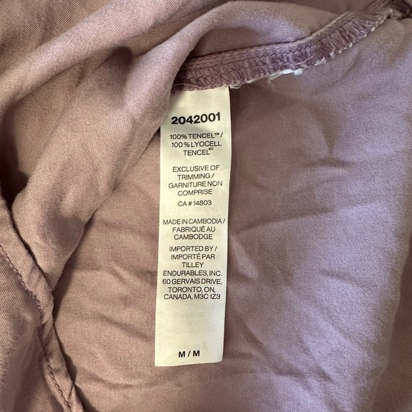 Tilley Women's Medium Short Sleeve 100% Tencel Shirt Colour: Dusty purple - Picture 9 of 10